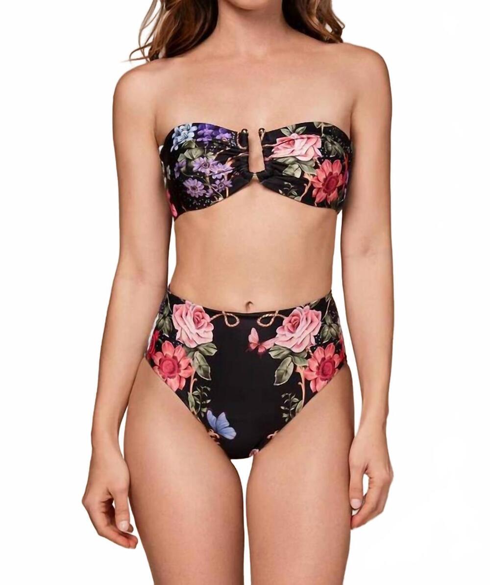 NEW OLA AZUL madison bloom bikini bottom in black